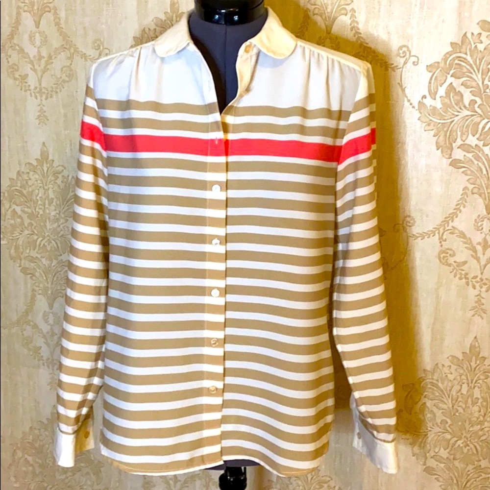 Talbots Semi-Sheer Striped Summery Blouse